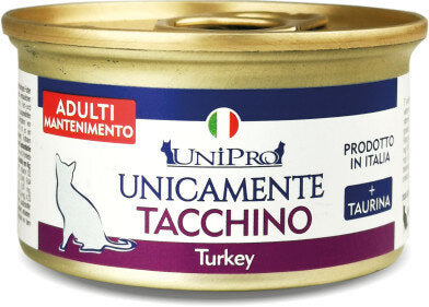 Unipro Unicamente Tacchino Cibo Umido Gatti Adulti Barattolo 85g-2