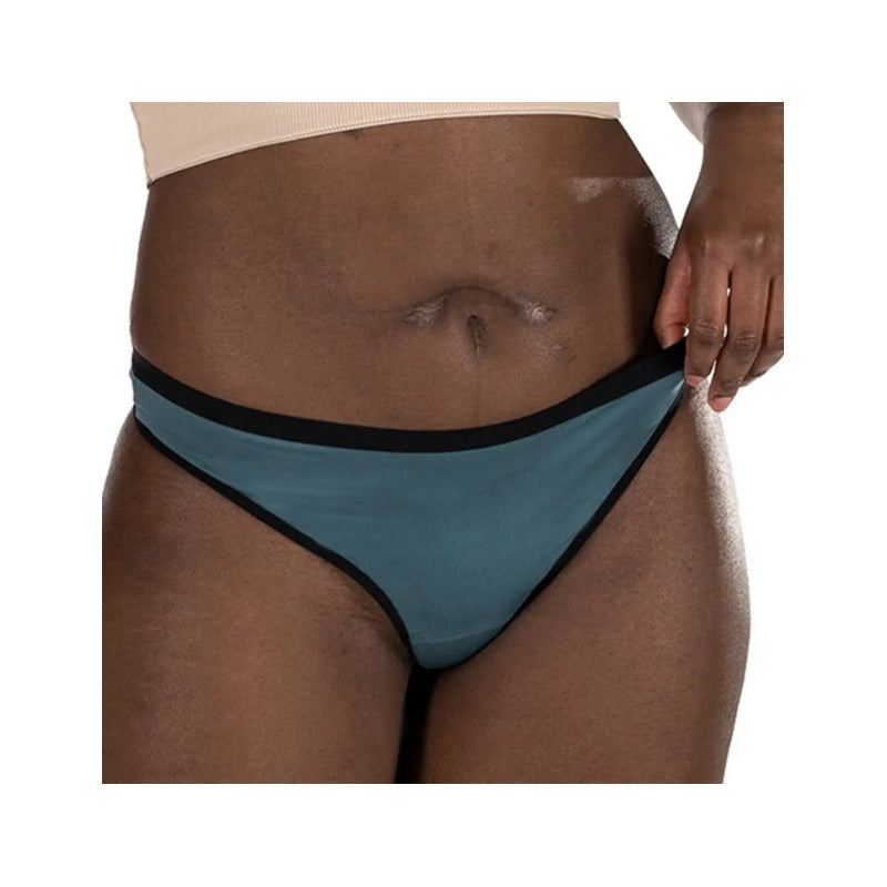 Fluyda Tanga Linea Basic Mutandina Assorbente Nero/Petrolio Taglia L-4