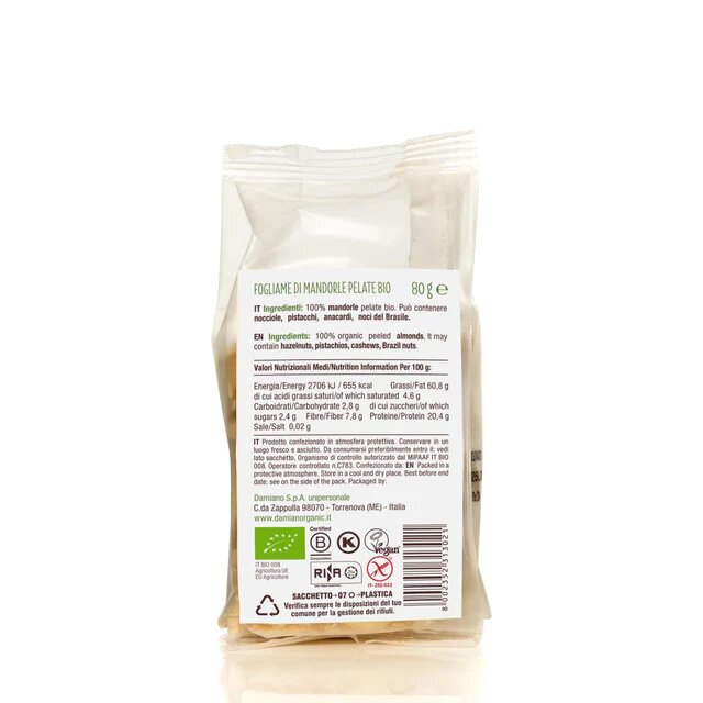 Damiano Fogliame Di Mandorle Pelate 80g-2