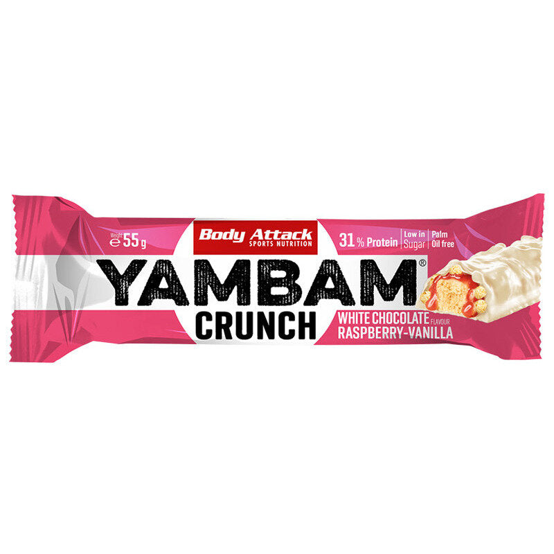 Newtritions Body Attack YamBam Bars Crunch Gusto Cioccolato Bianco Lampone & Vaniglia 55g-1