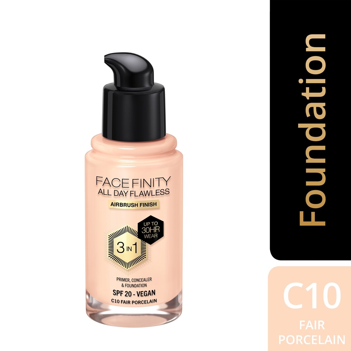 Max Factor Fondotinta Facefinity All Day Flawless 3In1 C10 Fair Porcelain 30ml-4