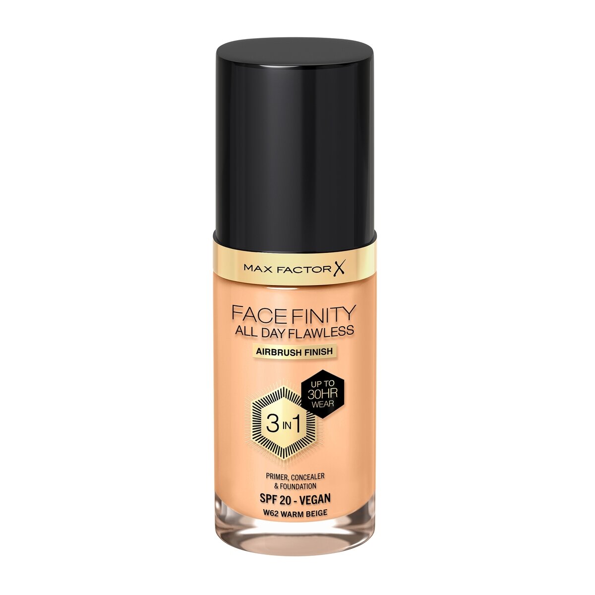 Max Factor Fondotinta Facefinity All Day Flawless 3In1 W62 Warm Beige 30ml-1