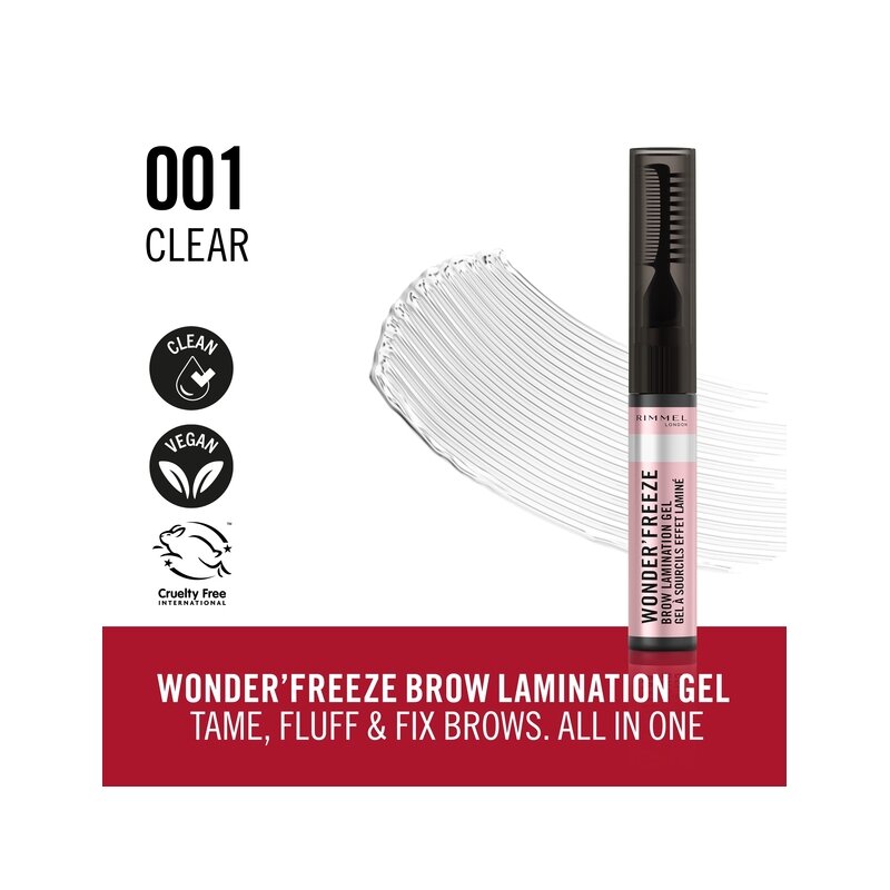 Rimmel Wonder Freeze Brow Lamination Gel Cera Sopracciglia 001 Clear 6g-3