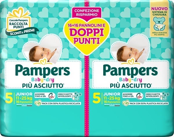 Pampers Baby Dry Pannolino Duo Downcount Junior 32 Pezzi-1