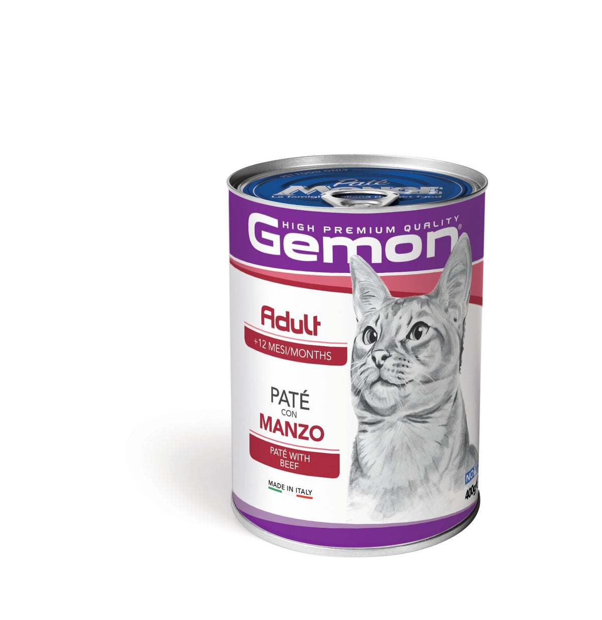 Gemon Paté Con Manzo Cibo Umido Gatti Adulti Barattolo 400 g-2
