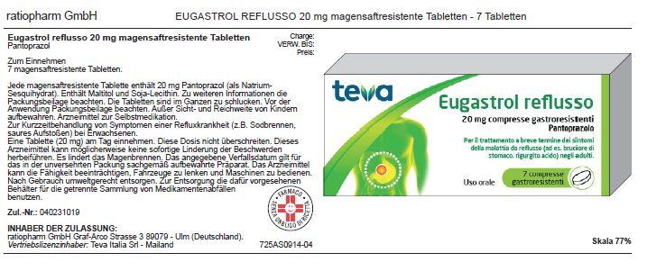 Eugastrol Reflusso 20mg Pantoprazolo 7 compresse gastroresistenti-3