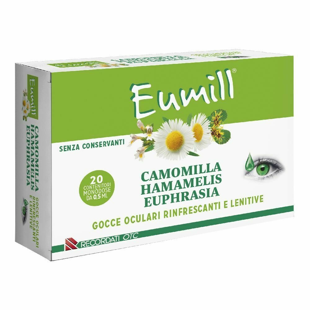 Eumill collirio gocce oculari rinfrescanti Camomill Hamamelis Euphrasia 20 contenitori monodose-1