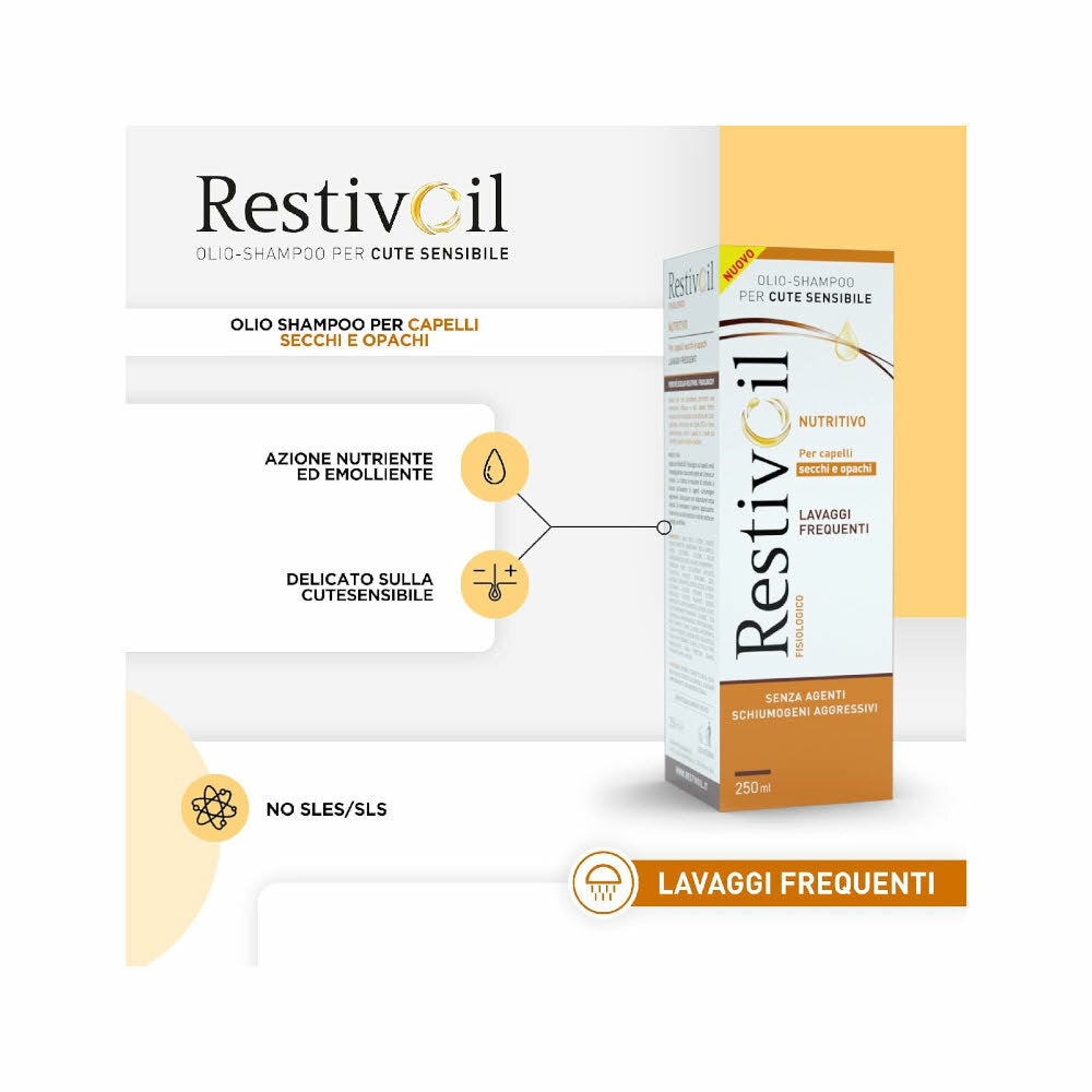 Restivoil Fisiologico Nutritivo olio-shampoo lavaggi frequenti per capelli secchi e opachi 250ml-2