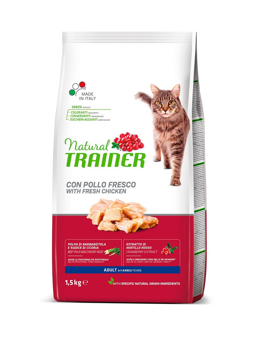 Natural Trainer Crocchette Pollo Fresco Per Gatti Adulti Sacco 1,5kg-1