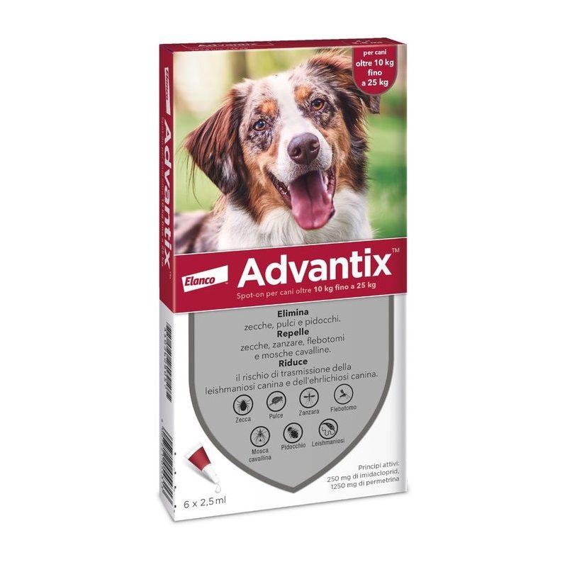 Advantix Spot-on Antiparassitario per cani fino da 10 a 25kg 6 pipette-1