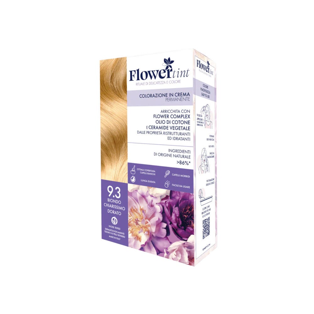 Flowertint Colorazione In Crema Permanente Colore 9,3 Biondo Chiarissimo Dorato-1