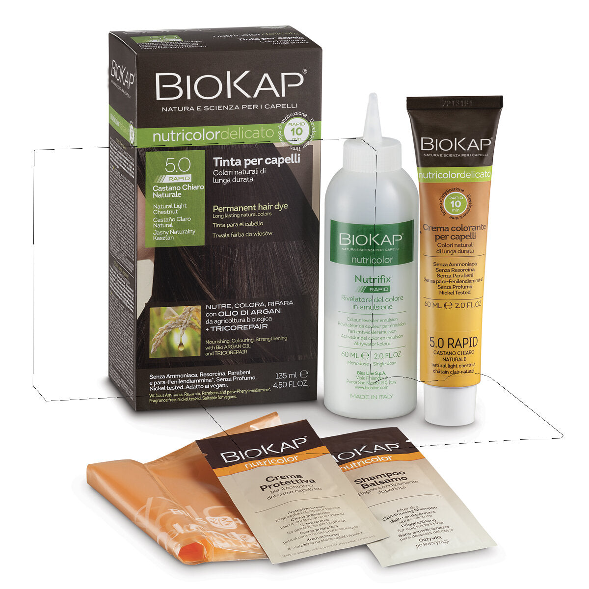 Biokap Nutricolor Delicato Rapid 5.05 Castano Nocciola 135ml-2