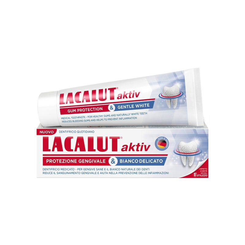 Lacalut Aktiv Dentifricio Protezione Gengivale Bianco Delicato 75ml-2
