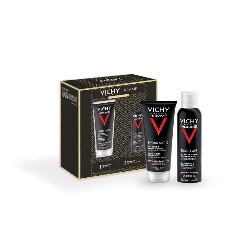 Vichy Cofanetto Regalo Natale Uomo Hydra Mag C Gel Doccia 200ml + Sensi Shave Schiuma da Barba 20ml-2