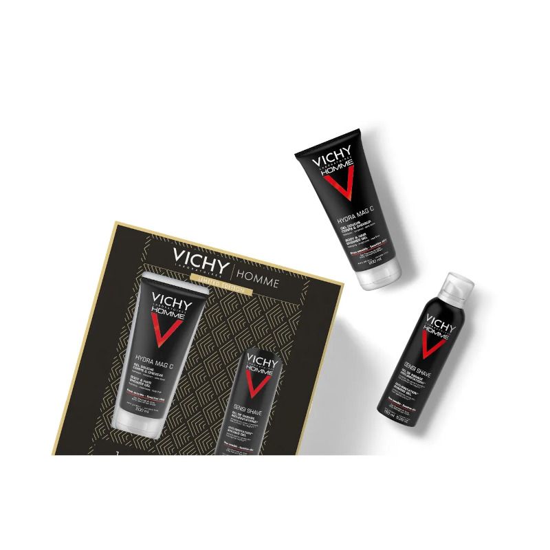 Vichy Cofanetto Regalo Natale Uomo Hydra Mag C Gel Doccia 200ml + Sensi Shave Schiuma da Barba 20ml-6
