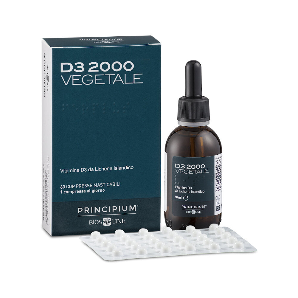 Biosline Principium D3 2000 Vegetale favorisce la salute di ossa e denti 60 compresse-2
