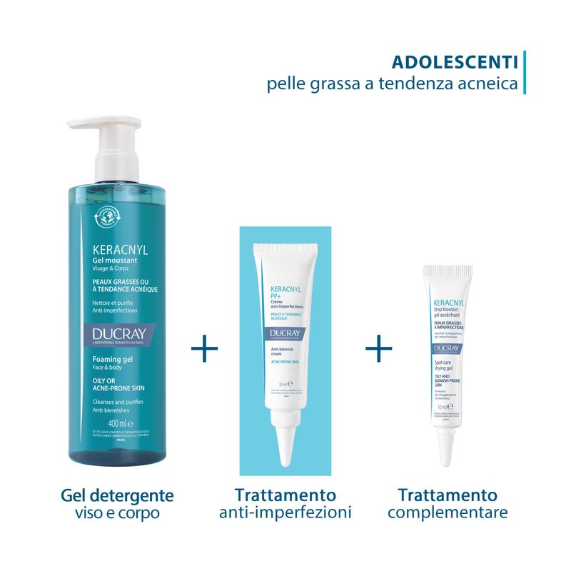 Ducray Keracnyl Gel detergente pelle grassa a tendenza acneica 200ml-6