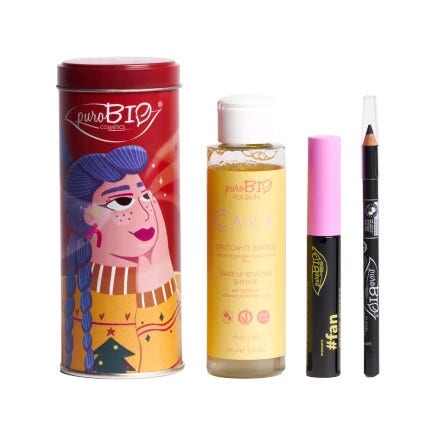 Purobio Kit Mascara Fan 8ml + Matita Nera 1,6g + Struccante Bifasico 100ml-1