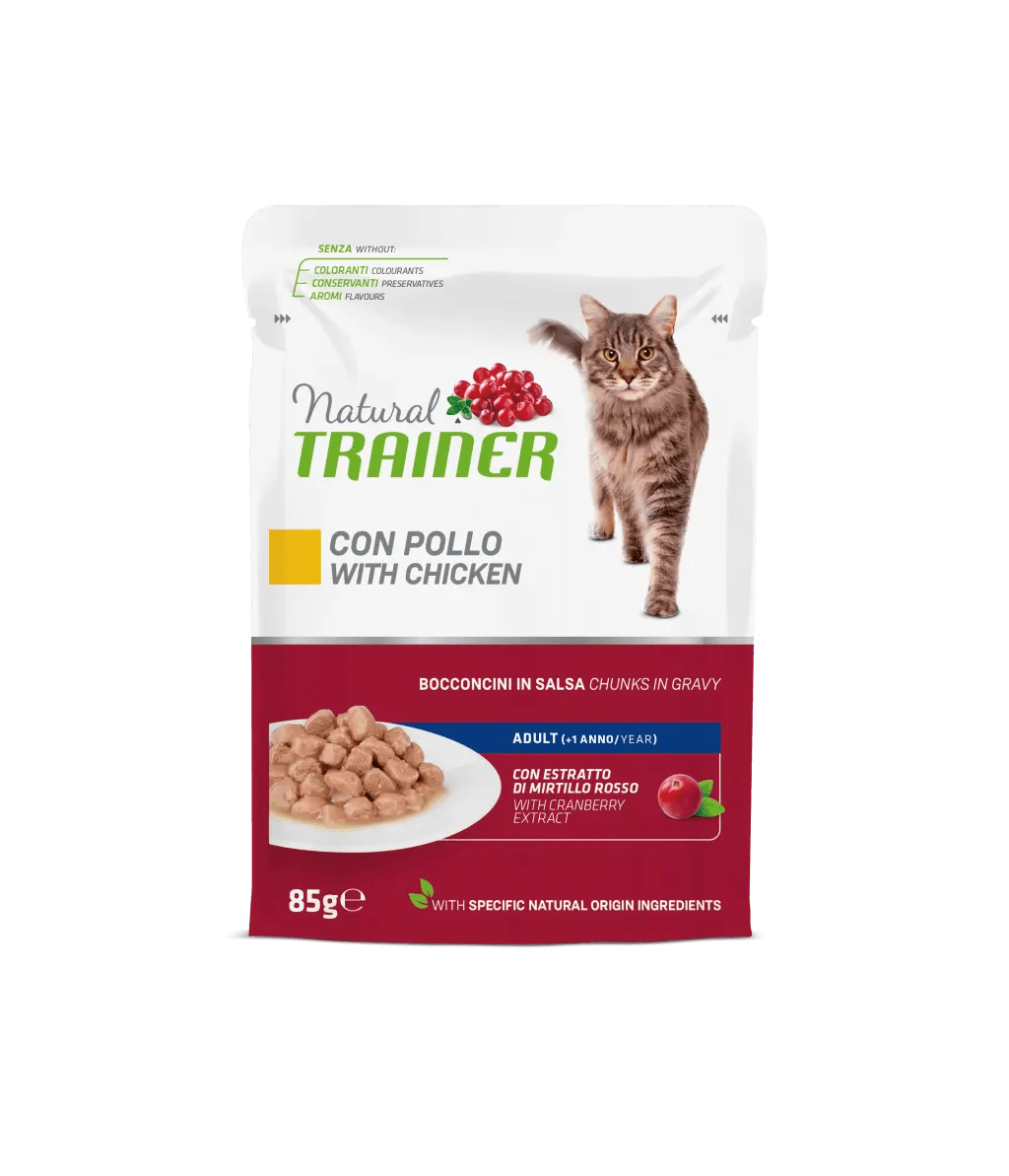 Natural Trainer Cibo Umido Al Pollo Per Gatti Adulti Busta 85g-1