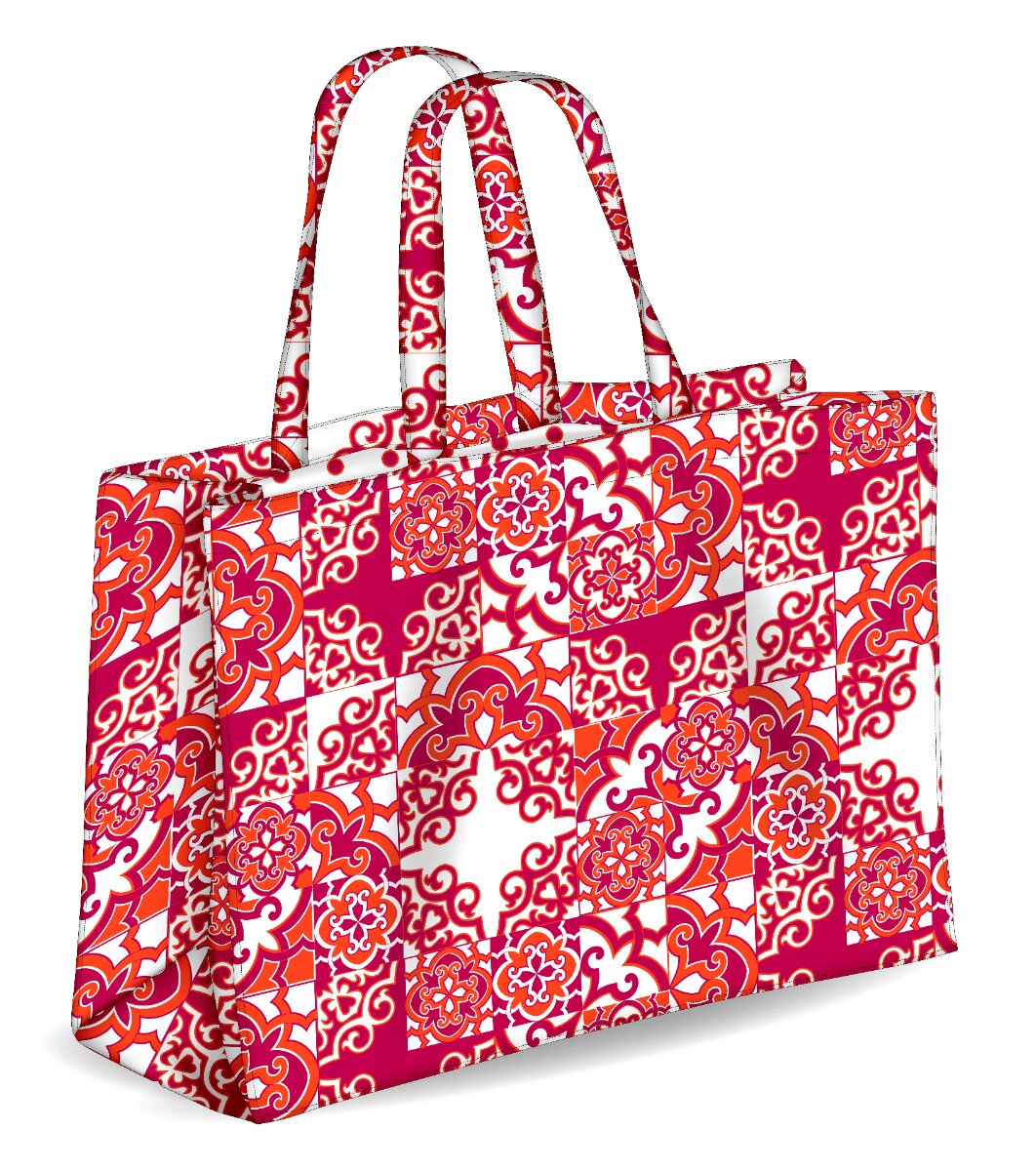 Colors Tote Borsa Mare Reversibile Colore Rosso-2