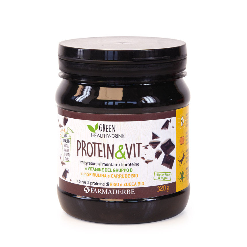 Farmaderbe Protein&Vit a base di proteine di origine vegetale gusto cacao 320g-2