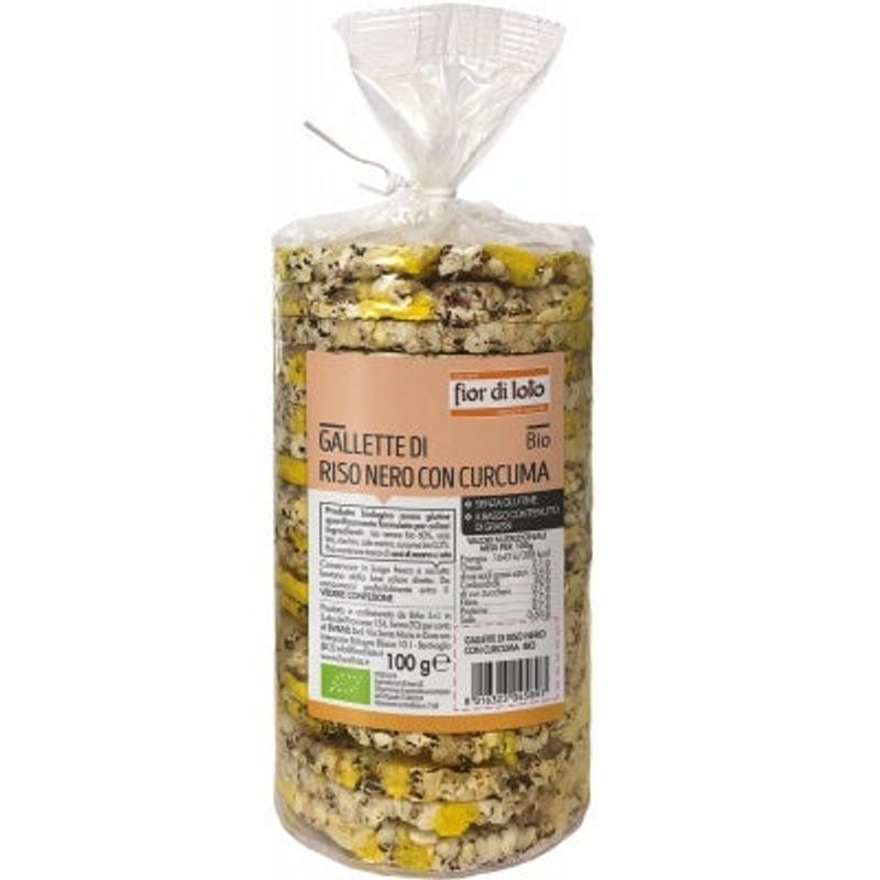 Fior Di Loto Gallette Riso Nero Curcuma Bio 100g-1