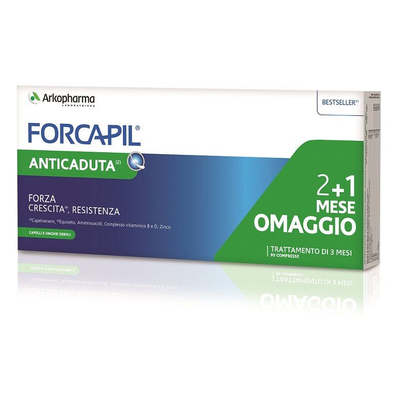 Forcapil Anticaduta trattamento per capelli e unghie 90 compresse 2+1 mese di trattamento OMAGGIO-1