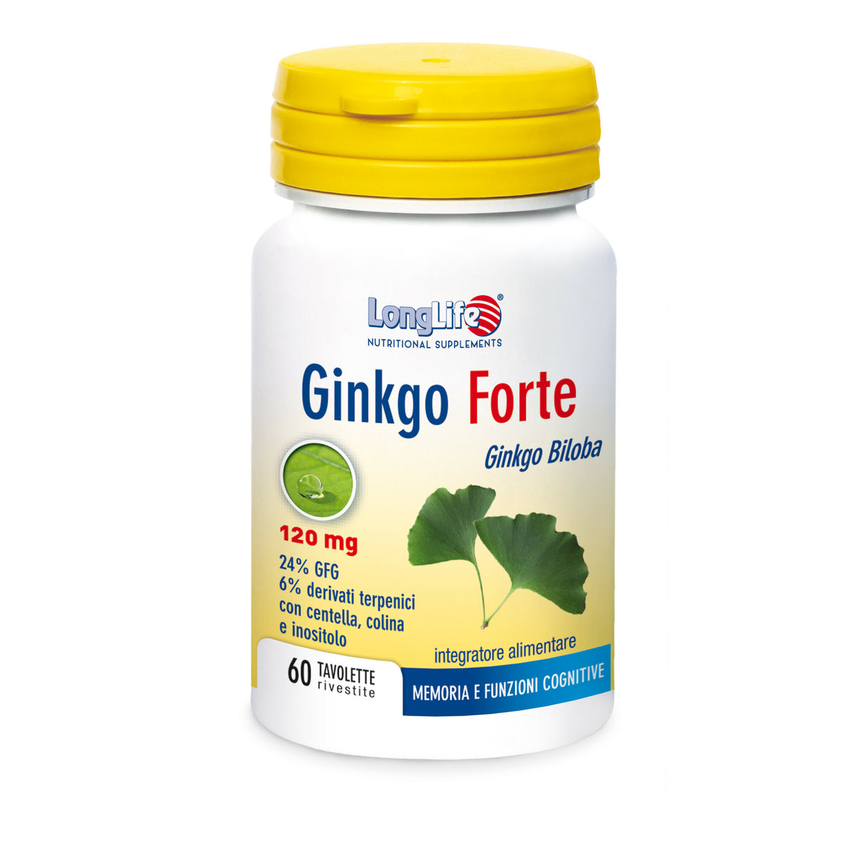 Longlife Ginkgo Forte per la memoria e le funzioni cognitive 60 tavolette-2