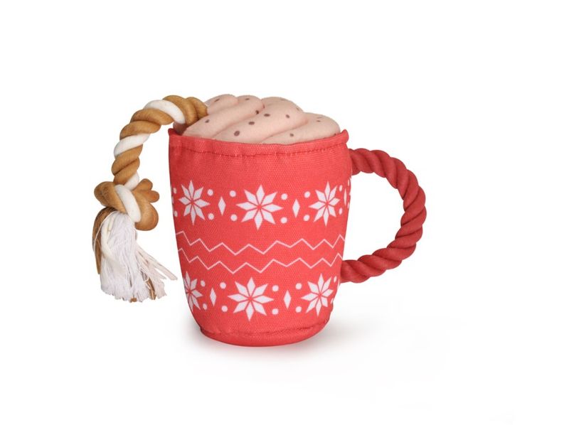 Camon Gioco Tazza Natalizia in Peluche Con Squeaker Per Cani-1