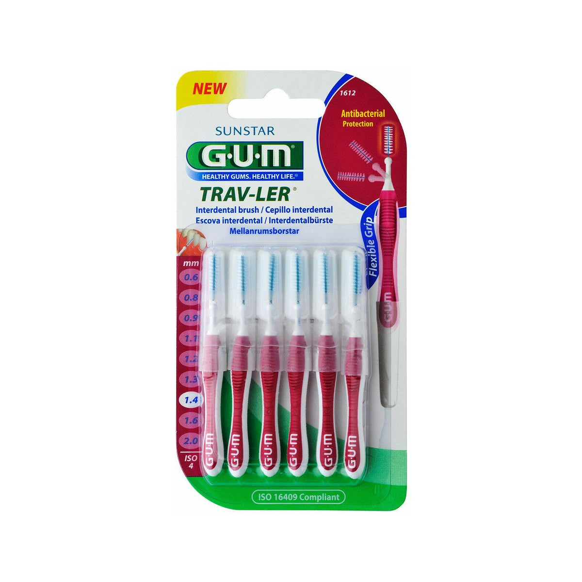 Gum Trav-Ler scovolino interdentale 1.4mm antibatterico 6 pezzi-2