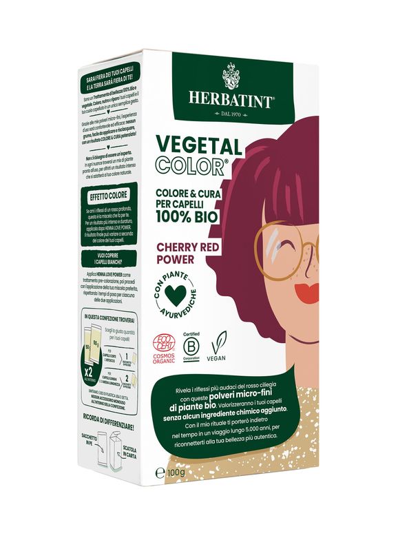 Herbatint Vegetal Color Tinta per capelli 100% Vegetale e bio CHERRY RED POWER Ciliegia 100gr-1