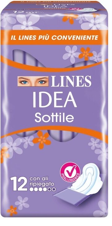 Lines idea Sottile Anatomico Ripiegato con Ali 12 Assorbenti-1