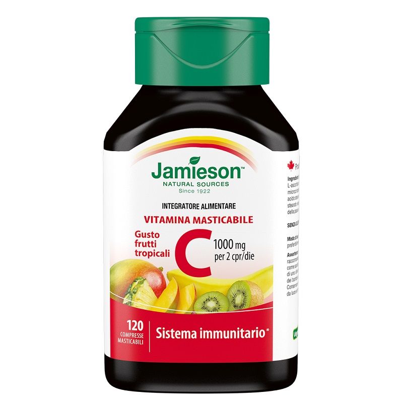 Jamieson Vitamina C 1000 Masticabile gusto frutti tropicali per il sistema immunitario 120 compresse-1