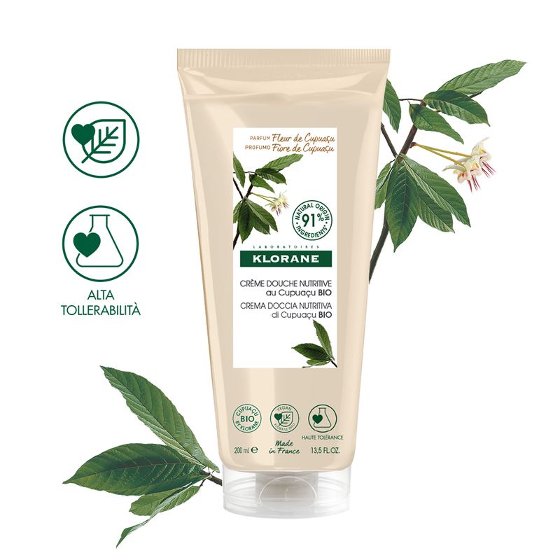 Klorane Crema doccia nutritiva al burro di Cupuacu BIO Profumazione FIORE DI CUPUACU 200ml-1