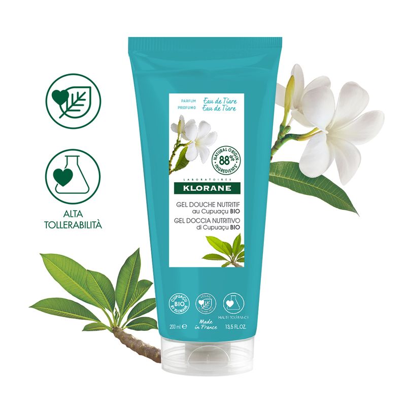 Klorane Gel doccia nutritivo al burro di Cupuacu BIO Profumazione EAU DE TIARE 200ml-1