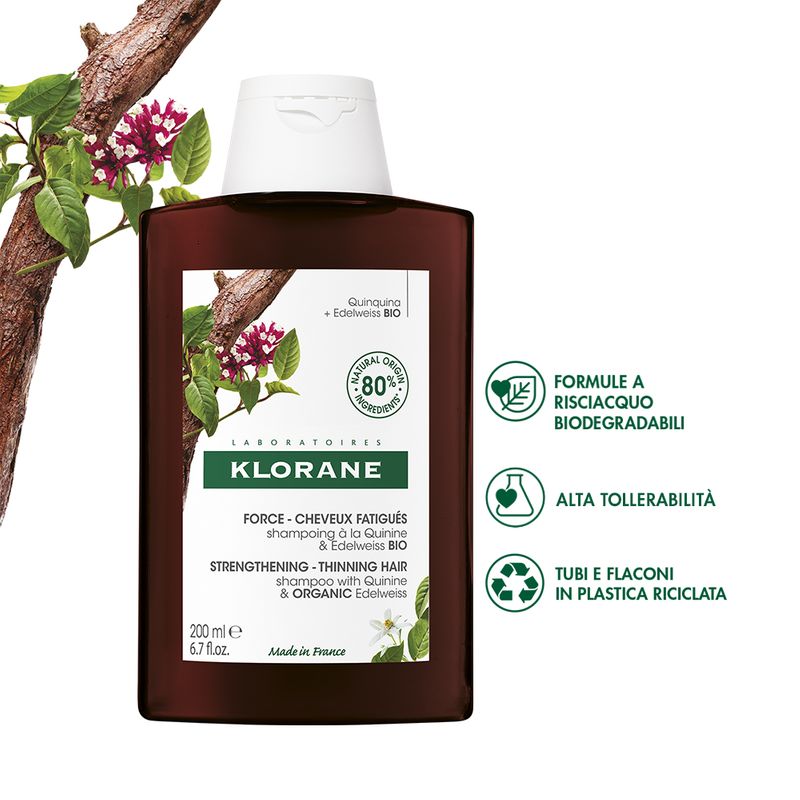 Klorane Shampoo alla Chinina e Stella Alpina BIO contro la caduta dei capelli 200ml-2