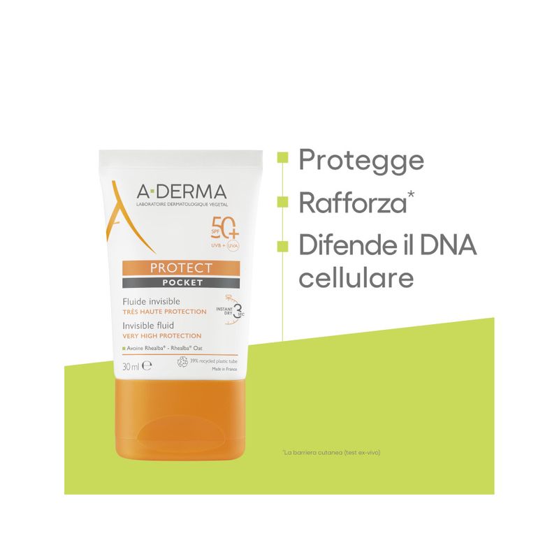 Aderma Protect Pocket Fluido Invisibile Solare Viso 30ml SPF50+-1