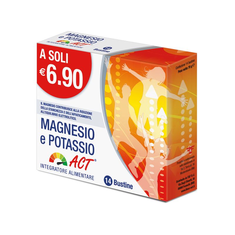Magnesio e potassio ACT riduzione della stanchezza 14 bustine-1
