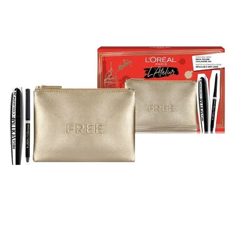L'Oréal Paris L'Atelier Pochette Premium Mascara Nero Mega Volume +Matita Automatica Nera-1