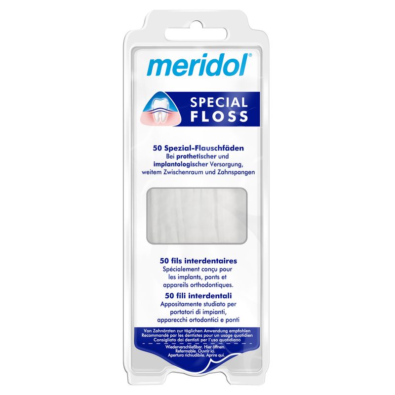 Meridol Filo Interdentale Special Floss per portatori di impianti e apparecchi ortodontici 50 fili-0