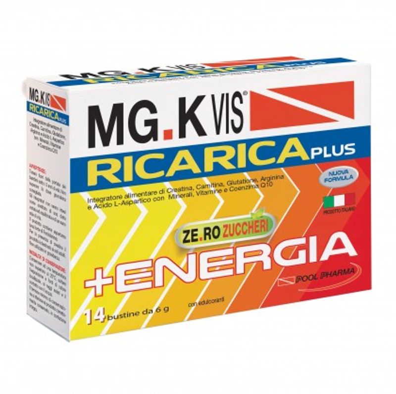 Mg K Vis Ricarica Plus+ Energia senza zuccheri gusto orange 14 bustine-1