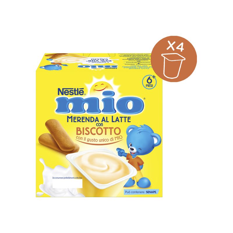 Nestlè Mio Merenda Al Latte Biscotto 4 Vasetti Da 100g-4