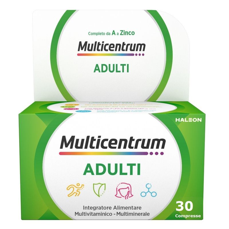 Multicentrum Adulti Integratore Alimentare Multivitaminico Vitamina C B D3 Calcio Ferro Zinco 30 Cpr-1