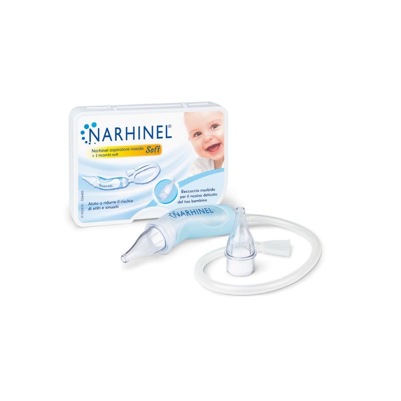 Narhinel Aspiratore Nasale Neonati E Bambini Soft Con 2 Ricambi Soft Con Filtro Assorbente-1