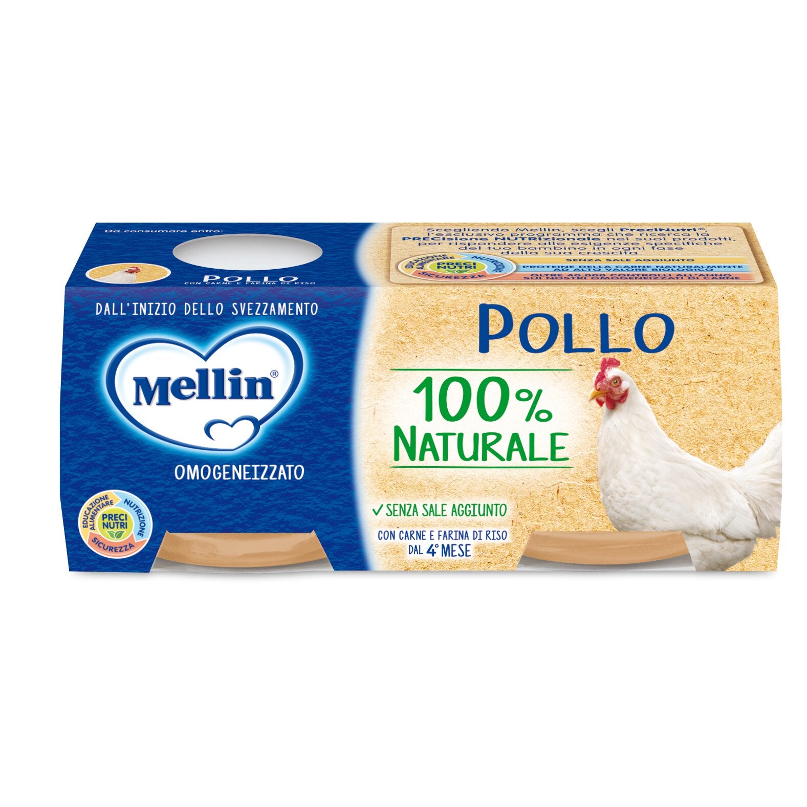 Mellin Omogeneizzato Pollo 4mesi+ 2x80g-2