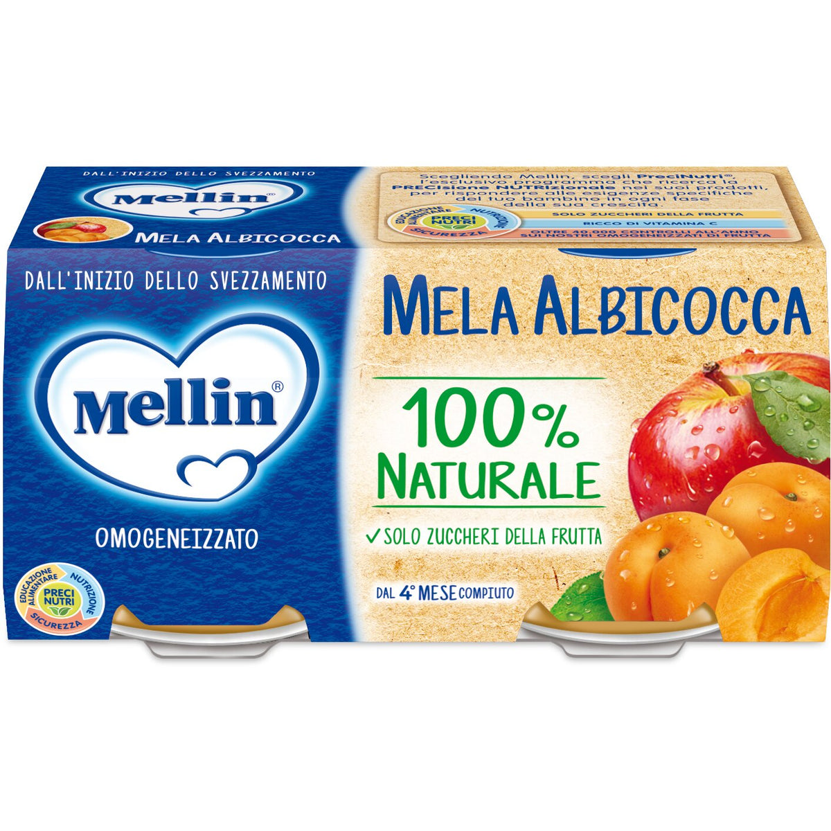 Mellin Omogeneizzato mela e albicocca 2 x100g-2