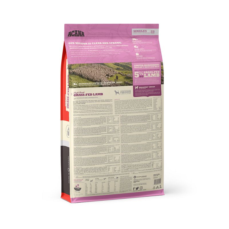 Acana Cane Grass-Fed Lamb Singles Crocchette Agnello e Mele Sacco 6Kg-2