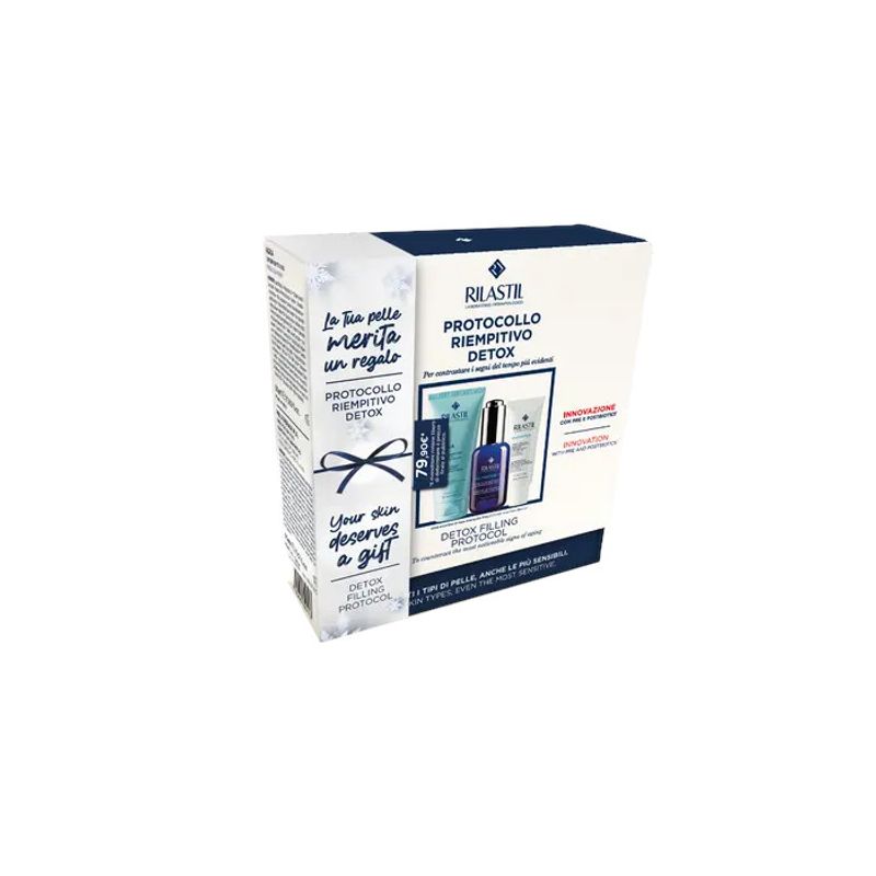 Rilastil Cofanetto Protocollo Riempitivo Detox Viso Aqua Detergente 50ml+Siero 30ml+Crema 15ml-1