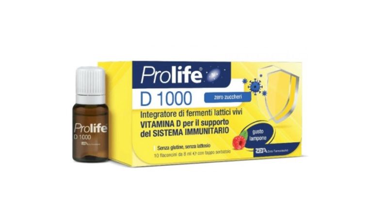 Prolife D 1000 Integratore di fermenti lattici vivi gusto lampone 10 flaconi da 8ml-1