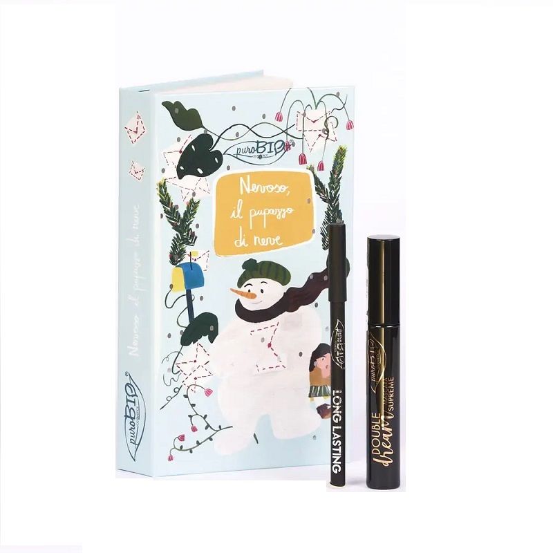 PuroBio Nevoso, Il Pupazzo di Neve cofanetto Matita nera Long Lasting+ Mascara Supreme 11ml-1